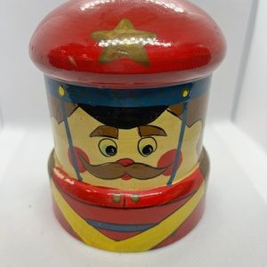 Vintage Terrys Village Wooden Toy Soldiers Nesting Doll Bowling Game Set